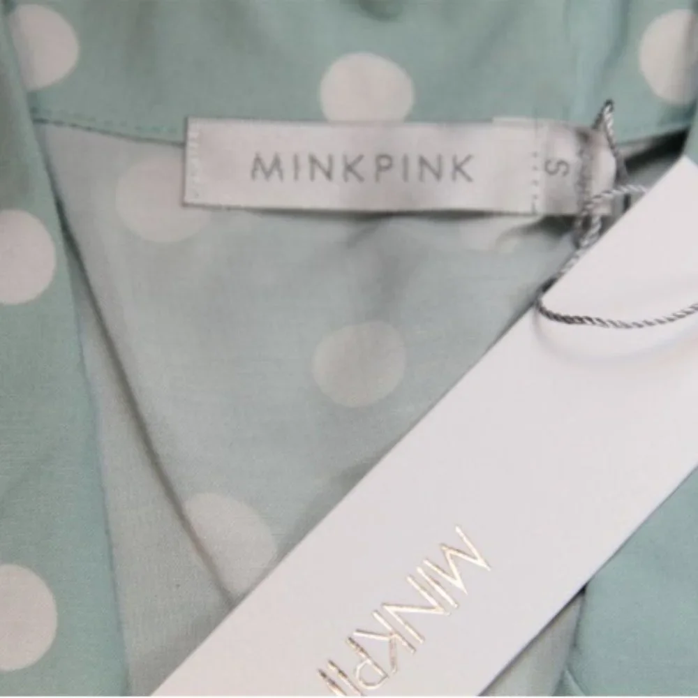 NWT MINKPINK Peppermint Patty Mint Green Polka Dot Sleeveless Top S